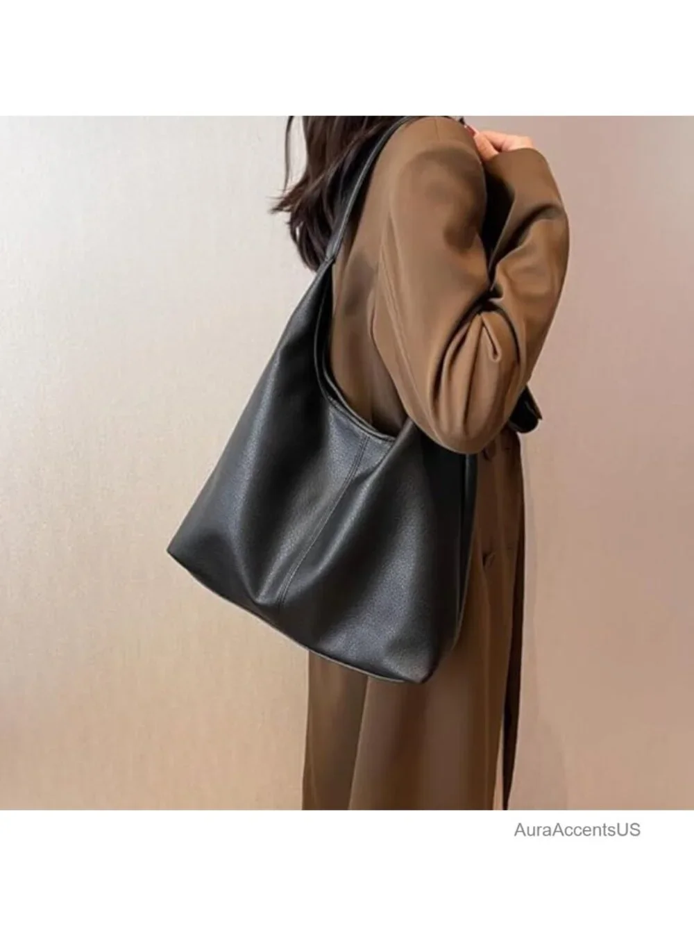 2-Pack Women's Slouchy Hobo Tote Bag Soft PU Leather Shoulder Purses Work